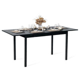 Industrial extendable dining room table for 4 to 6 people in black MDF wood, black metal legs - BARI BLACK DD