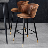 Set of 2 industrial bar stools with armrests and suede back - DONCIC BAR