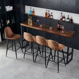 Set of 4 industrial bar stools with suede back - CHARLTON BAR