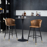 Set of 2 industrial bar stools with armrests and suede back - DONCIC BAR