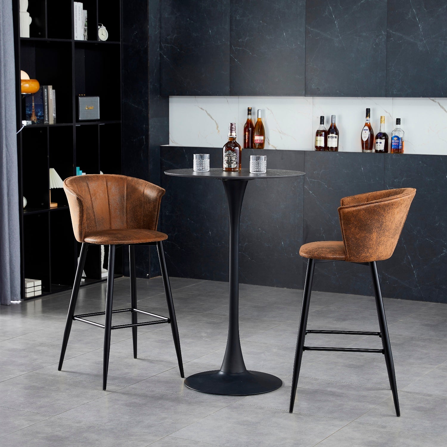 Set von 4 Industrial Bar Stools mit Armlehnen und Schwedendatei - Dononic Bar