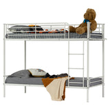 2-seater, 2-story bunk bed in white metal with ladder 90x190cm (mattress not included) - TWIN