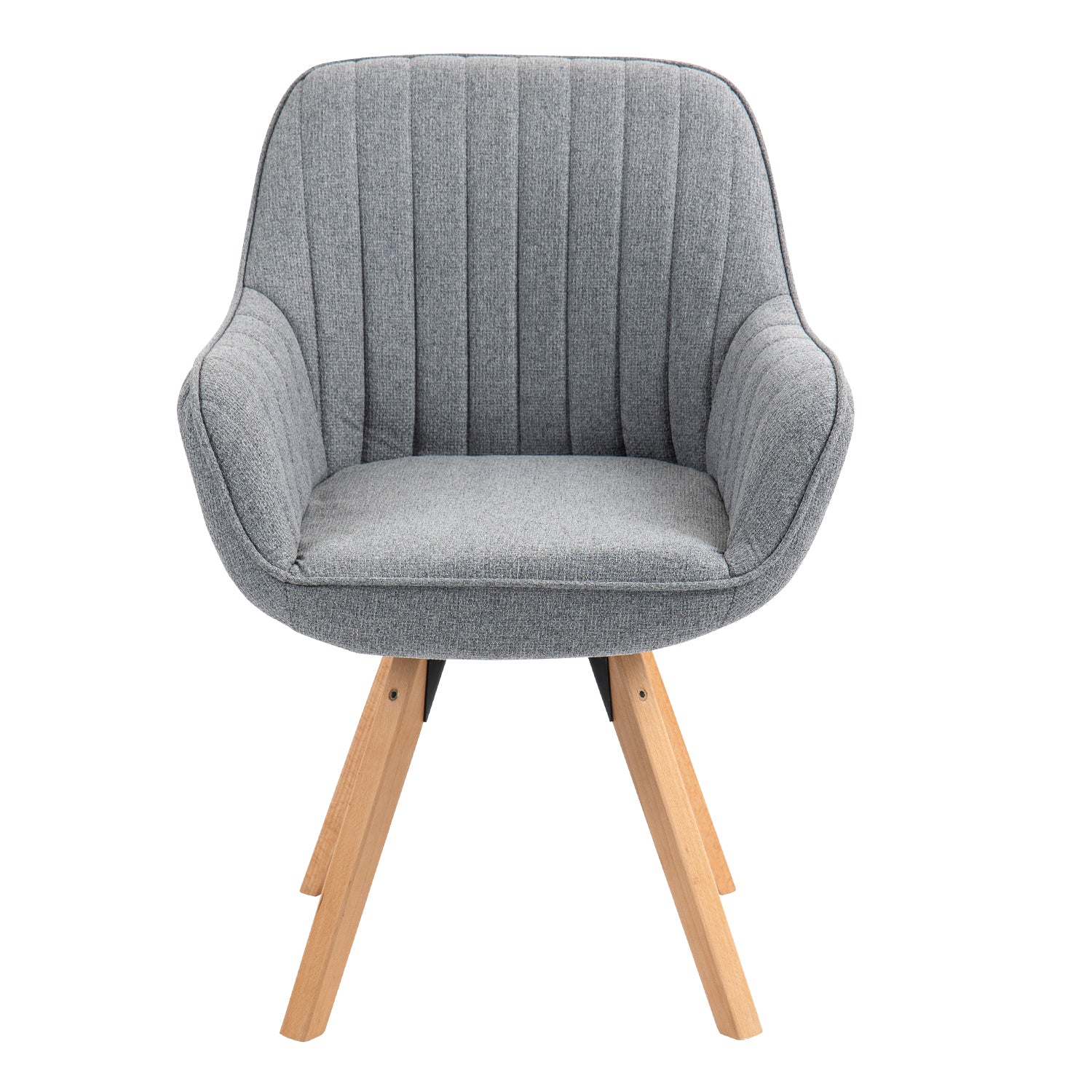 Comfortable dining room chair in gray fabric, 360° swivel - CARSON FABRIC GRAY