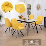 Conjunto de 2 cómodas sillas de comedor de tela amarilla con reposabrazos - CALF YELLOW