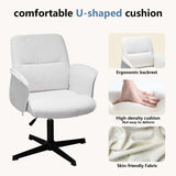 Ergonomic swivel office chair in white terry fabric - THOMASINA