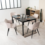 Set di 2 poltrone per sala da pranzo scandinava con braccioli in tessuto beige - Akanji