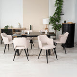 Set of 2 Scandinavian dining room chairs in beige fabric - AKANJI 2PCS LIGHT BEIGE