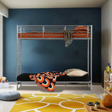 90x190cm bunk bed set with silver metal convertible bench, and 2-seater foldable futon mattress - LIBERTY N MICA