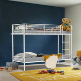 2-seater, 2-story bunk bed in white metal with ladder 90x190cm (mattress not included) - TWIN