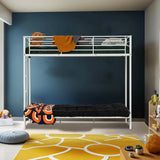 90x190cm bunk bed with convertible sofa bench and white metal slatted base (mattress not included) - LIBERTY