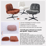 Sillón giratorio y regulable en pana blanca - ALINTONEX