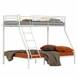 3-seater, 2-story bunk bed in white metal with ladder 140x190cm and 90x190cm (mattress not included) - JAZZ