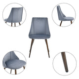 Set of 2 Scandinavian dining room chairs in gray velvet with imitation wood metal legs, SMEG TIAANIUM 32MM DARK GRAY A