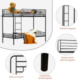 2-Sitzer, 2-stöckiges Etagenbett aus schwarzem Metall mit Leiter 90 x 190 cm (Matratze nicht im Lieferumfang enthalten) – TWIN