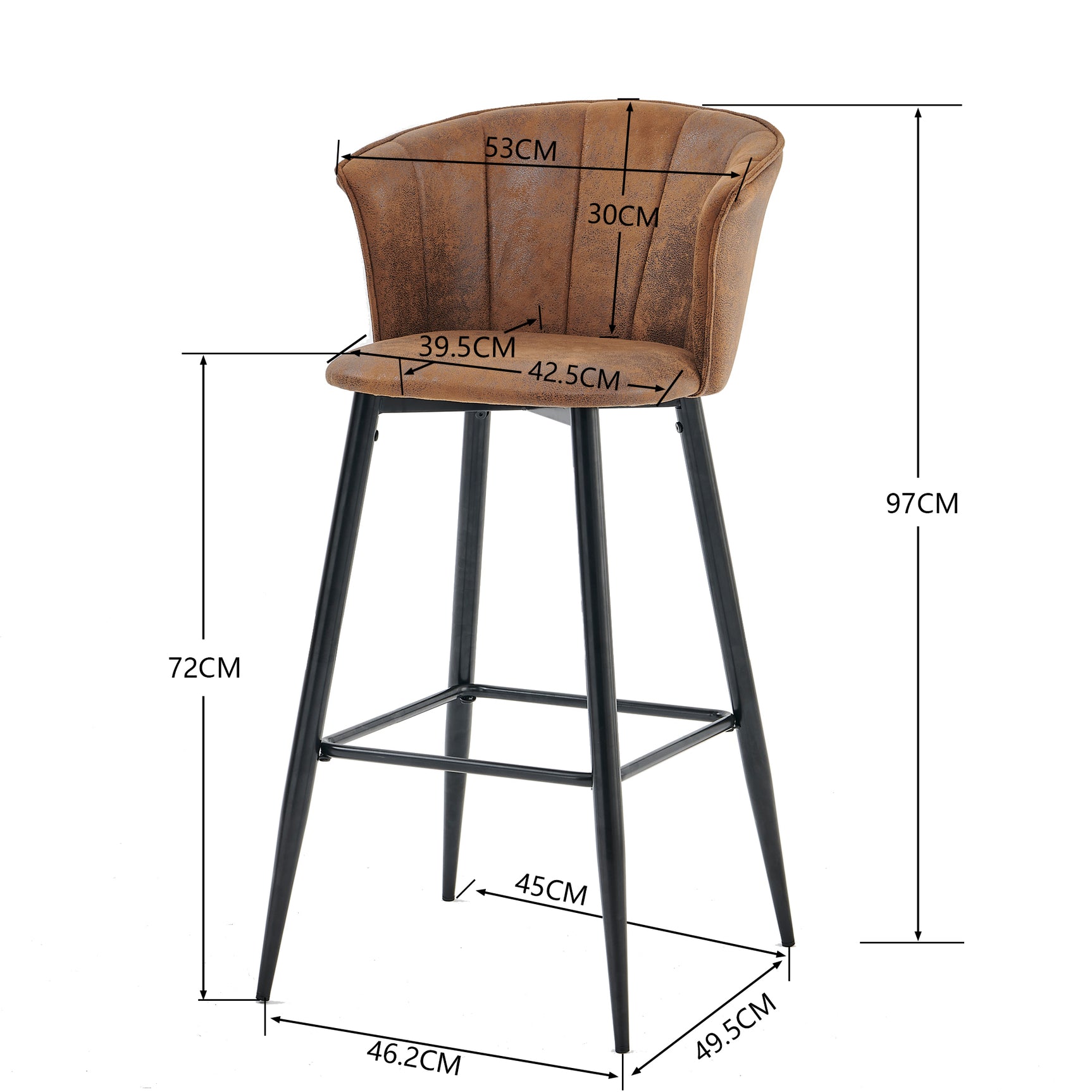 Set of 4 industrial bar stools with armrests and Sweden file - Dononic Bar