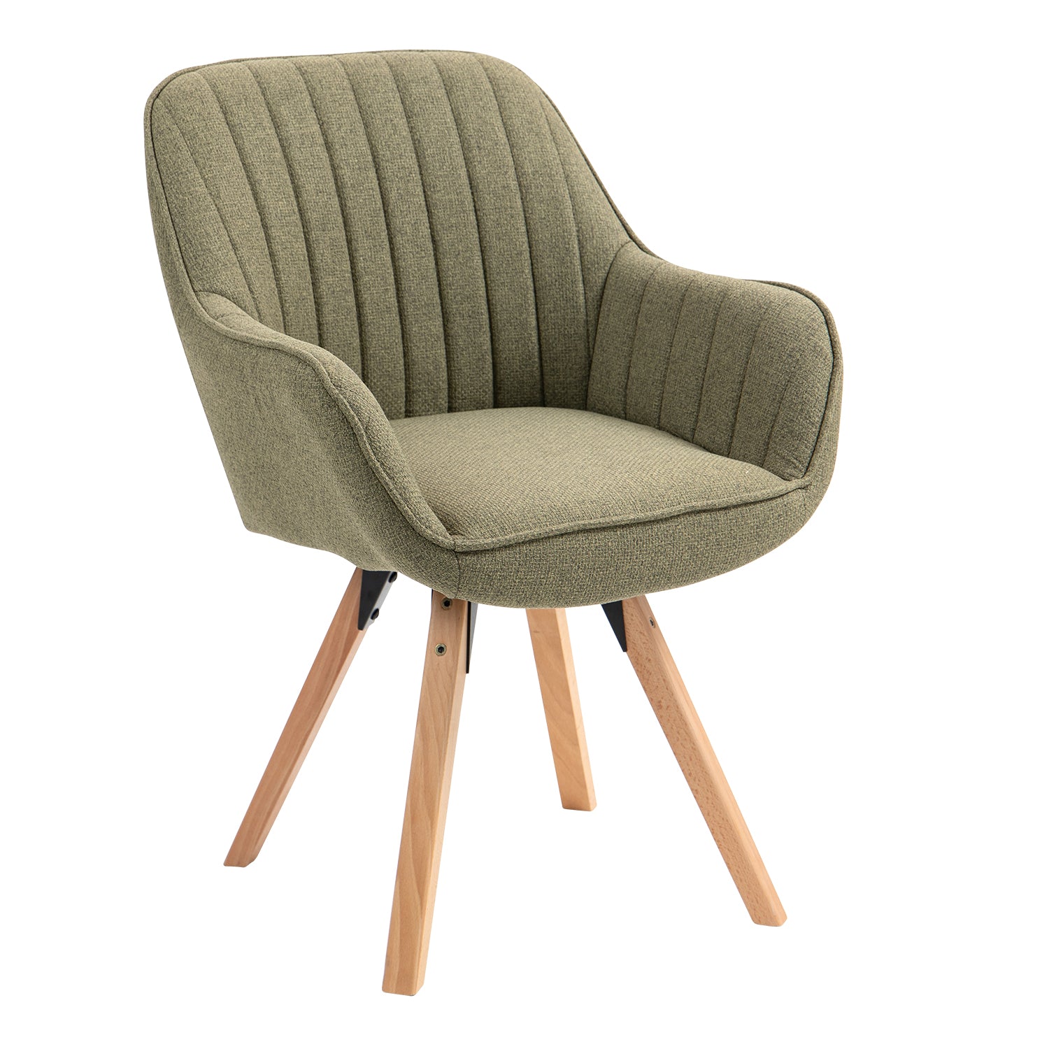 Comfortable dining room chair in green fabric with 360° swivel - CARSON FABRIC GREEN