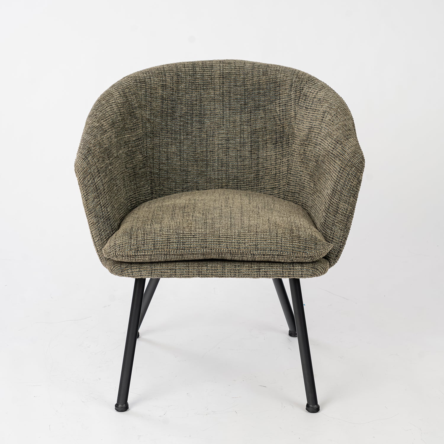 Contemporary relaxation armchair in dark green fabric, robust black metal structure - DIXIER FABRIC DARK GREEN