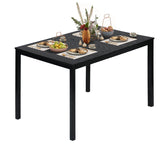 Industrial extendable dining room table for 4 to 6 people in black MDF wood, black metal legs - BARI BLACK DD