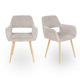 Lot de 2 fauteuils de salle à manger scandinaves avec accoudoirs en tissu beige - CROMWELL