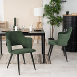 Lot de 2 fauteuils de salle à manger scandinaves avec accoudoirs en tissu vert - AKANJI