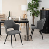 Set of 6 Scandinavian dining chairs with armrests in gray fabric - Akanji