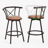 Set of 2 pivoting industrial bar stools with brown fabric file - Hailey 24