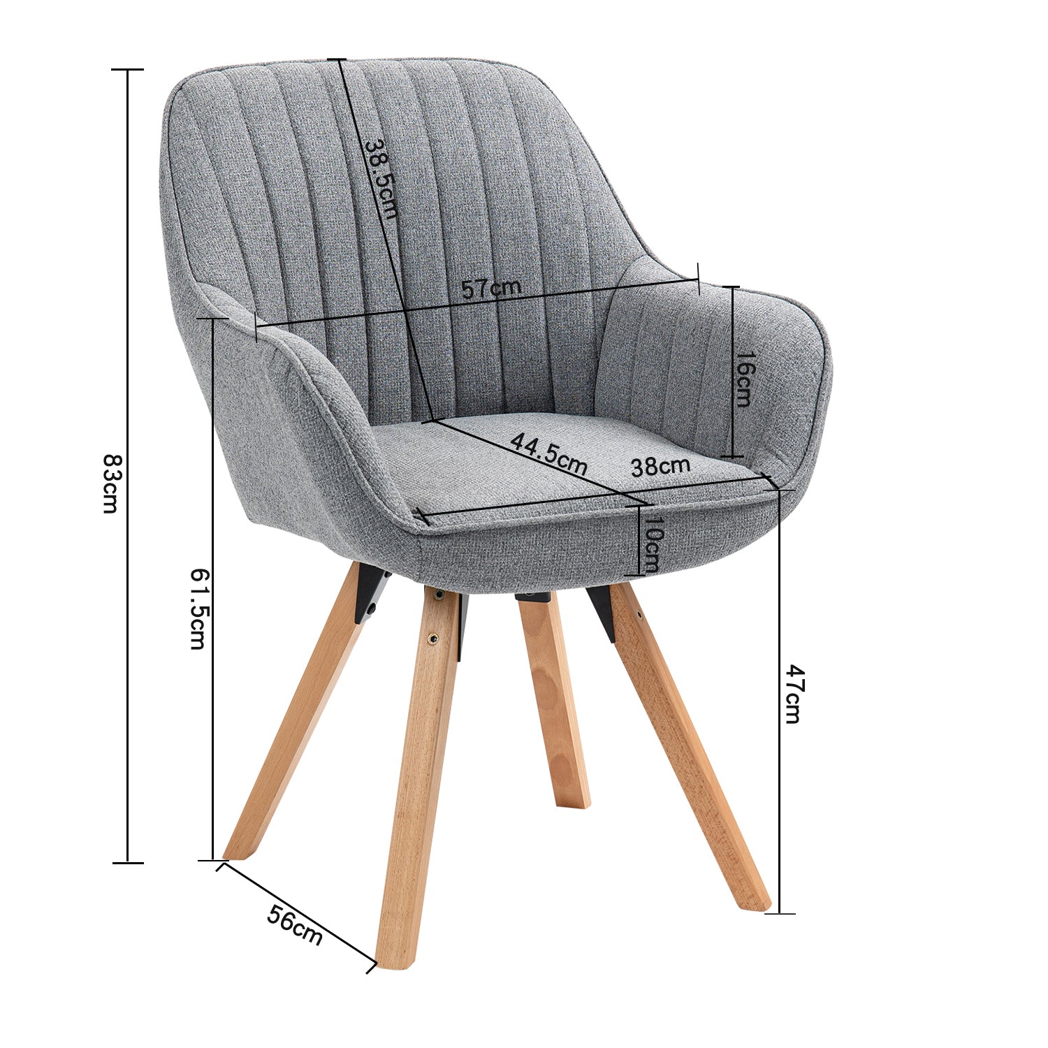 Chaise de salle à manger confortables en tissu gris pivotantes 360° - CARSON FABRIC GREY