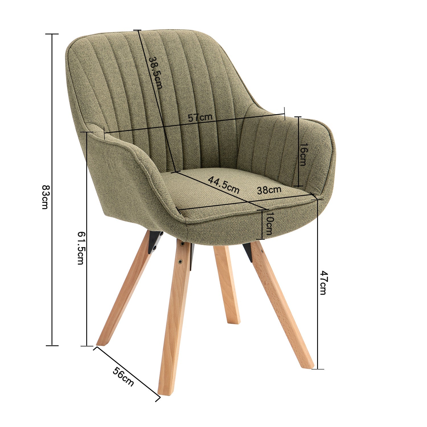 Set di 6 comode sedie da pranzo in tessuto verde con rotazione a 360° - CARSON FABRIC GREEN 6PZ