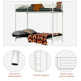 Bunk bed set 90x190cm with convertible bench in white metal, and 2 -seater foldable futon mattress - Liberty N Mica