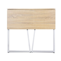 Foldable oak wood desk/computer table with white metal legs - ASCOLI OAK