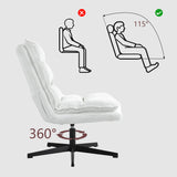 Sillón de ocio plegable sin reposabrazos de tela blanca, giratorio 360° - AESTON