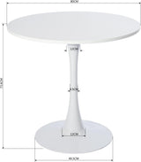 Scandinavian round dining table 2-4 people in wood and white metal - Clift