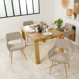 Set di 4 comode sedie da pranzo scandinave con braccioli in tessuto beige - CROMWELL BEIGE 4 PZ