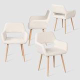 Set of 4 Scandinavian dining room armchairs with beige sheepskin fabric armrests - CROMWELL