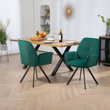 Set di 2 comode sedie da pranzo in tessuto verde con braccioli - CALF GREEN