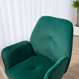 Set of 4 comfortable dining room chairs in green fabric and suede with armrests - CALF SUEDE+GREEN