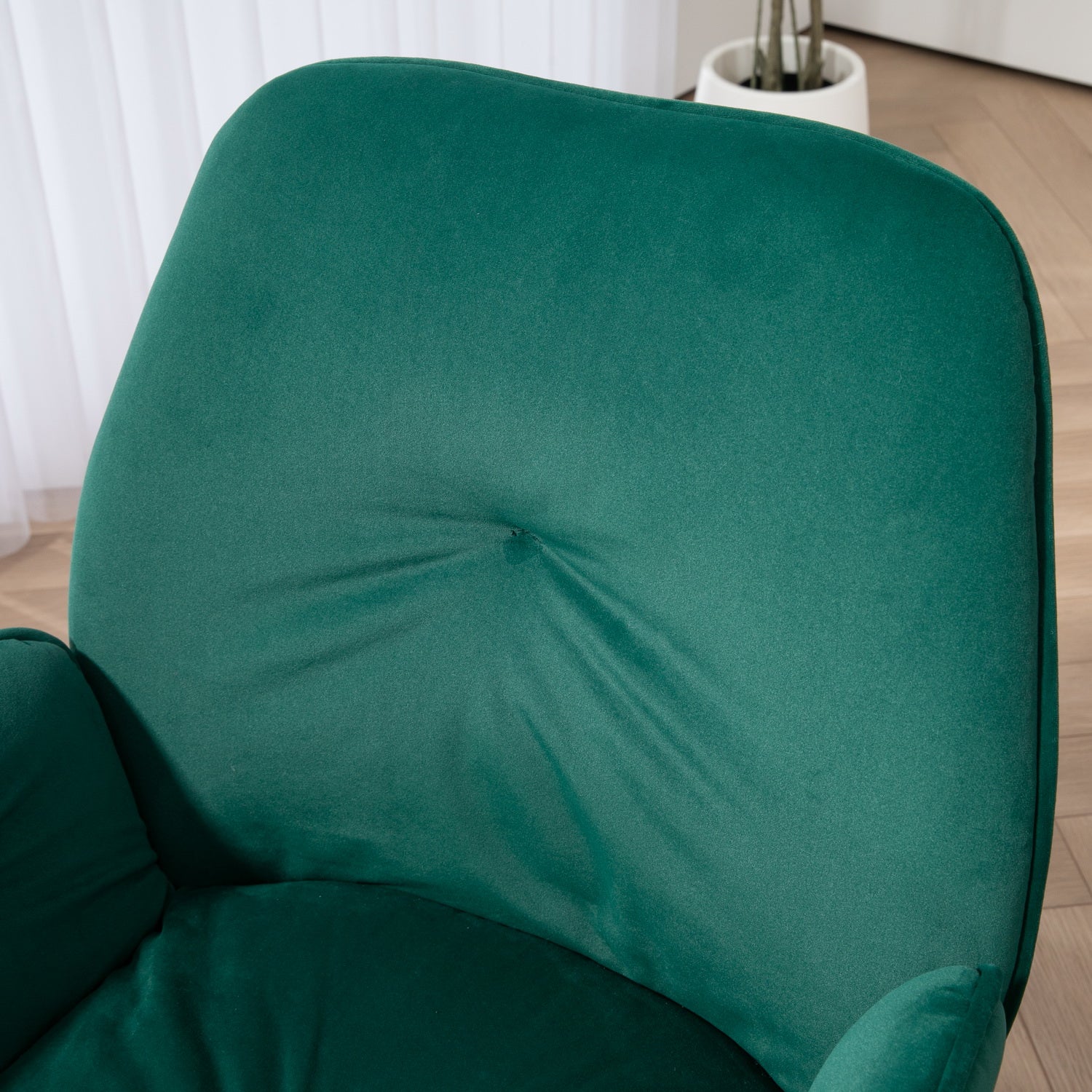 Lot de 2 chaises de salle à manger confortables en tissu vert avec accoudoirs - CALF GREEN