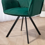 Set of 6 comfortable dining room chairs in beige, green and suede fabric with armrests - CALF SUEDE+BEIGE+GREEN