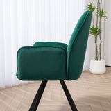 Set of 4 Comfortable Green Fabric Dining Chairs with Armrests - CALF GREEN 4PCS