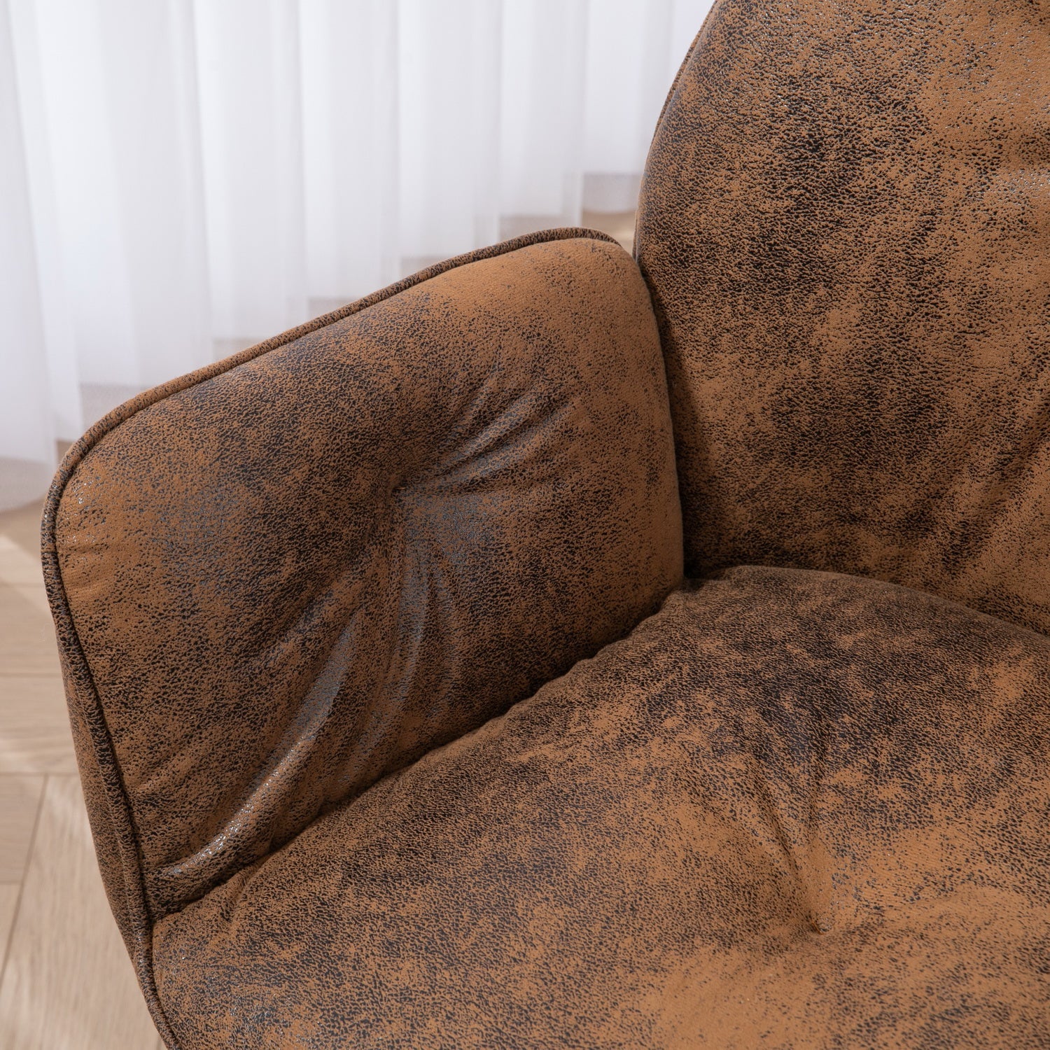 Ensemble de 4 chaises de salle à manger confortables en tissu vert et suédine avec accoudoirs - CALF SUEDE+GREEN