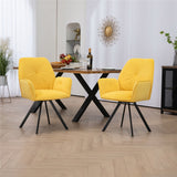 Lot de 4 chaises de salle à manger confortables en tissu jaune avec accoudoirs - CALF YELLOW 4PCS