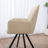 Juego de 4 Cómodas Sillas de Comedor de Tela Beige con Reposabrazos - CALF BEIGE 4PCS