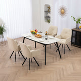 Set di 4 comode sedie da pranzo in tessuto beige con braccioli - CALF BEIGE 4 PZ