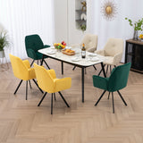 Set of 6 Comfortable Green Fabric Dining Chairs with Armrests - CALF GREEN 6PCS