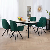 Set of 4 Comfortable Green Fabric Dining Chairs with Armrests - CALF GREEN 4PCS