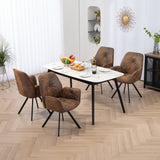 Set of 6 comfortable suede dining chairs with armrests - CALF SUEDE BROWN 6PCS