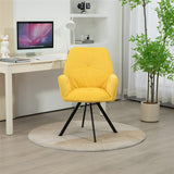 Lot de 4 chaises de salle à manger confortables en tissu jaune avec accoudoirs - CALF YELLOW 4PCS