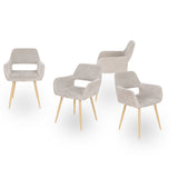 Set of 4 Scandinavian dining room armchairs with armrests in beige fabric - CROMWELL