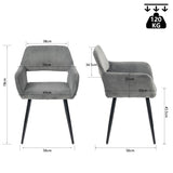 Lot de 4 fauteuils de salle à manger scandinaves avec accoudoirs en velours côtelé gris - CROMWELL CORDUROY