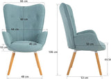 Fauteuil scandinave avec accoudoirs en tissu vert d'eau capitonné - KAS